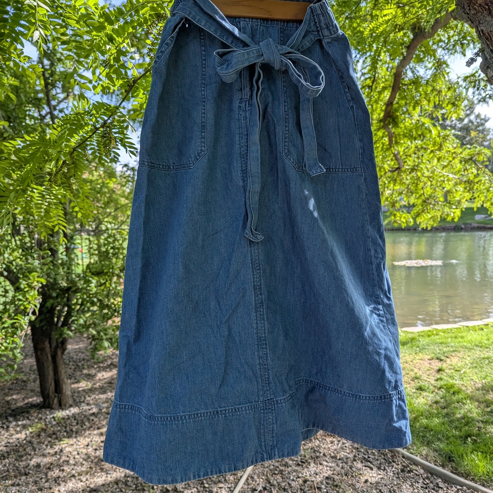 Universal Thread Blue Midi A-Line Skirt with Tie Front